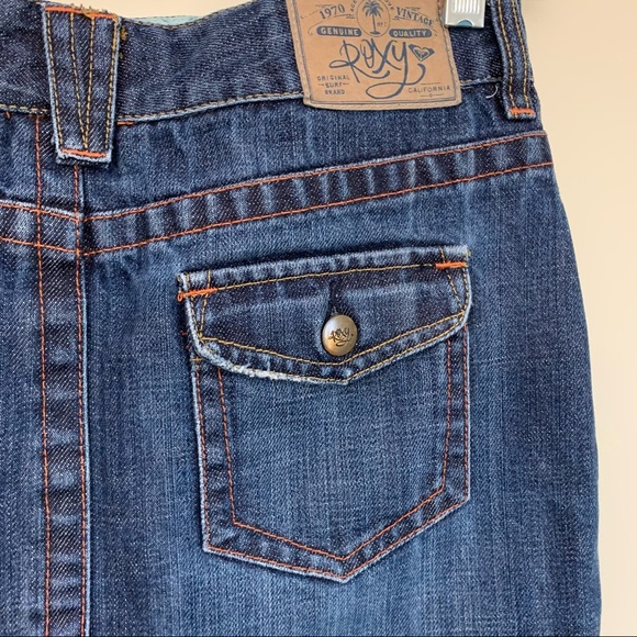90’s Y2K Vintage Roxy blue denim skirt, size 28 Med 100% cotton aged with love - Picture 7 of 11